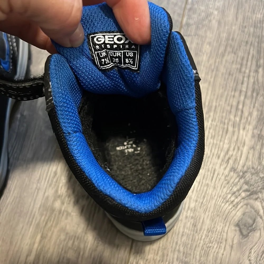 Geox Kids Black and Blue High-Top Boots